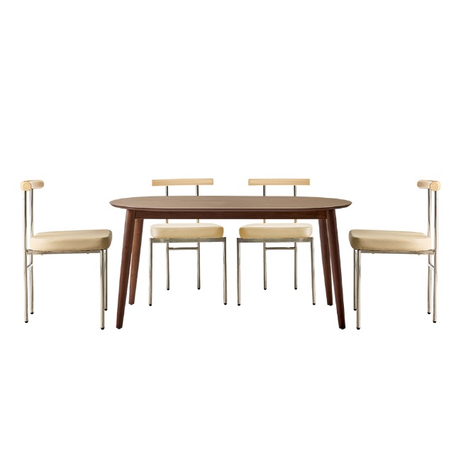 레토스네일세트 | 4인용 카페의자 디자인테이블세트 목재테이블 가죽의자 | P9510 | EB565피카소가구